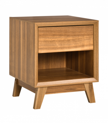 Bedside Table MDF Walnut brown 50H x 40W x 40Dcm Night Stand Drawer Shelf