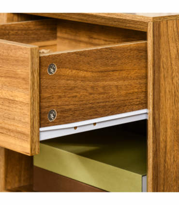 Bedside Table MDF Walnut brown 50H x 40W x 40Dcm Night Stand Drawer Shelf