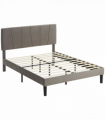 HOMCOM Double Bed Frame with 5-Level Adjustable Headboard Wooden Slats