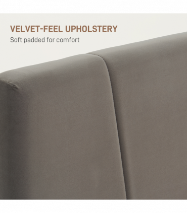 HOMCOM Double Bed Frame with 5-Level Adjustable Headboard Wooden Slats