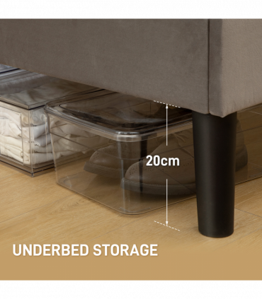 HOMCOM Double Bed Frame with 5-Level Adjustable Headboard Wooden Slats