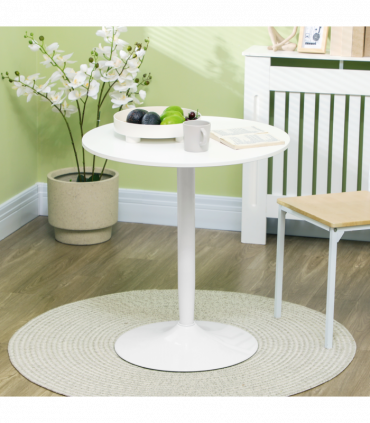 HOMCOM Round Dining Table with Steel Base, Non-slip Pad for Living Room