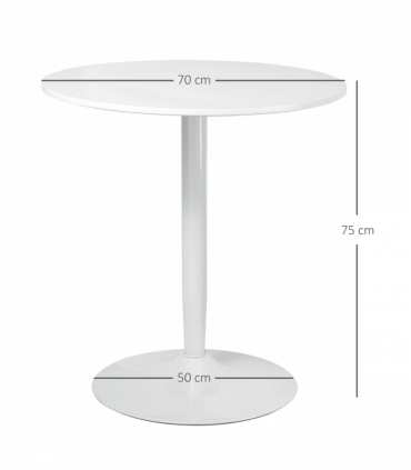 HOMCOM Round Dining Table with Steel Base, Non-slip Pad for Living Room