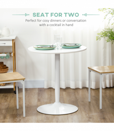 HOMCOM Round Dining Table with Steel Base, Non-slip Pad for Living Room