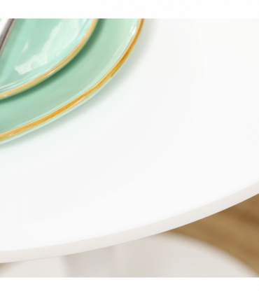 HOMCOM Round Dining Table with Steel Base, Non-slip Pad for Living Room