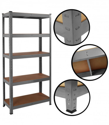 Heavy Duty Steel & MDF 5 Tier Racking in Grey