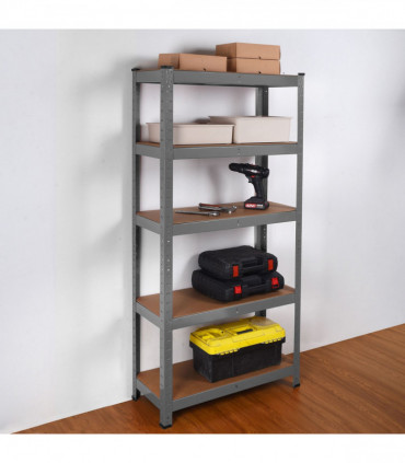 Heavy Duty Steel & MDF 5 Tier Racking in Grey