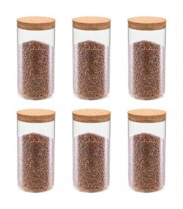 Storage Glass Jars with Cork Lid 6 pcs 1400 ml