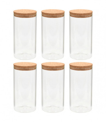 Storage Glass Jars with Cork Lid 6 pcs 1400 ml