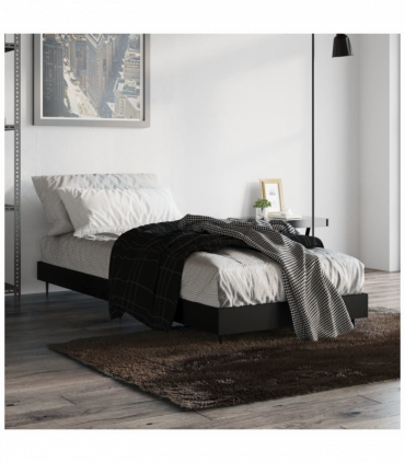 vidaXL Bed Frame Black 75x190 cm Small Single Engineered Wood