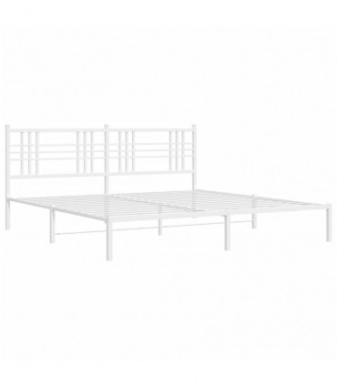 vidaXL Metal Bed Frame with Headboard White 200x200 cm