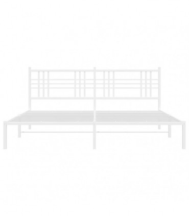 vidaXL Metal Bed Frame with Headboard White 200x200 cm