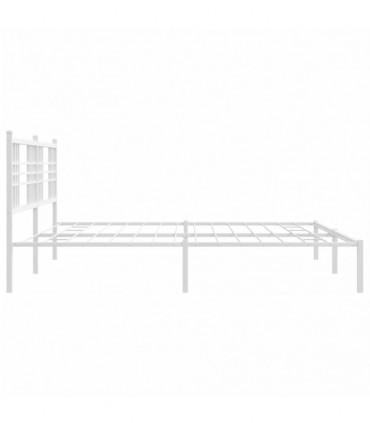 vidaXL Metal Bed Frame with Headboard White 200x200 cm