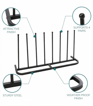 Boot Stand 4 Pair Black Shoe Welly Storage Organizer 60 x 90 cm Black