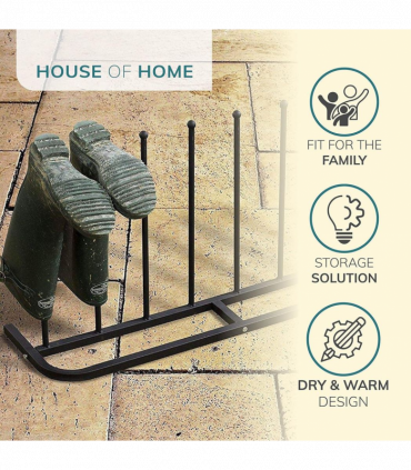 Boot Stand 4 Pair Black Shoe Welly Storage Organizer 60 x 90 cm Black