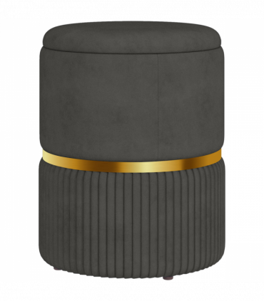 HOMCOM Round Pouffe, Storage Footstool with Cushioned Top, Hidden Space