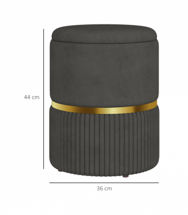 HOMCOM Round Pouffe, Storage Footstool with Cushioned Top, Hidden Space