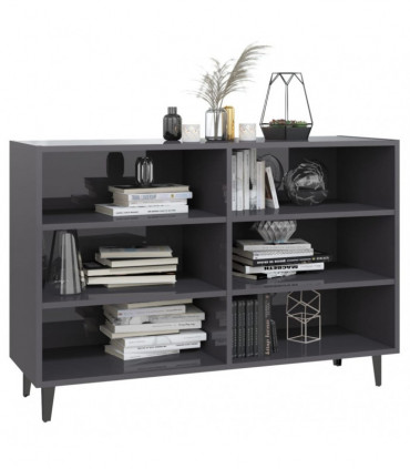 Sideboard High Gloss Grey 103.5x35x70 cm Chipboard