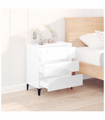 Sideboard High Gloss White 60x35x70 cm Engineered Wood