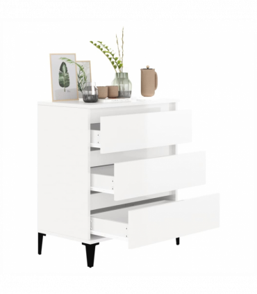 Sideboard High Gloss White 60x35x70 cm Engineered Wood