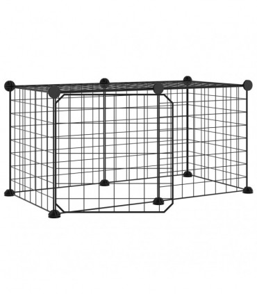 vidaXL 8-Panel Pet Cage with Door Black 35x35 cm Steel