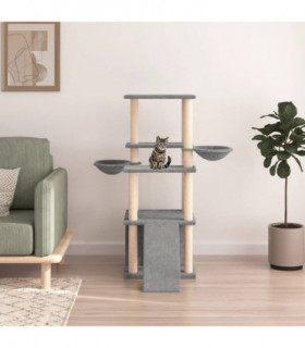 vidaXL Cat Tree with Sisal Scratching Posts Light Grey 133 cm