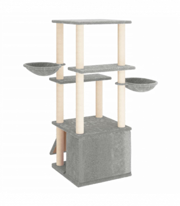 vidaXL Cat Tree with Sisal Scratching Posts Light Grey 133 cm