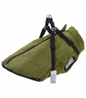 vidaXL Dog Coat with Harness Waterproof Reflective Army Green 3XL