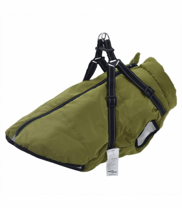 vidaXL Dog Coat with Harness Waterproof Reflective Army Green 3XL