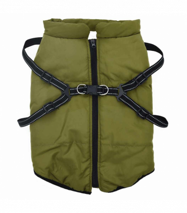 vidaXL Dog Coat with Harness Waterproof Reflective Army Green 3XL