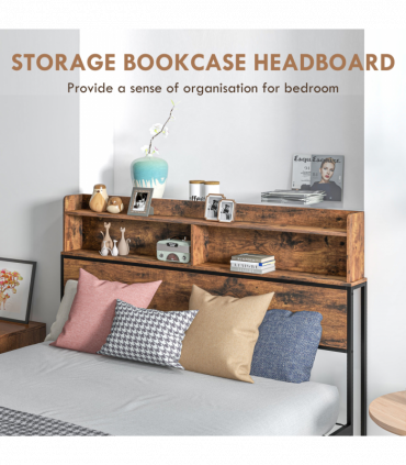 HOMCOM 4.8FT Double Bed Frame with Storage Headboard and Under Bed Storage