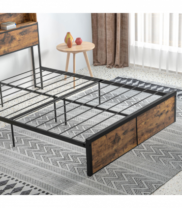 HOMCOM 4.8FT Double Bed Frame with Storage Headboard and Under Bed Storage