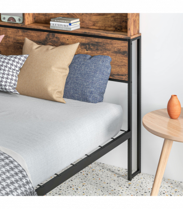 HOMCOM 4.8FT Double Bed Frame with Storage Headboard and Under Bed Storage