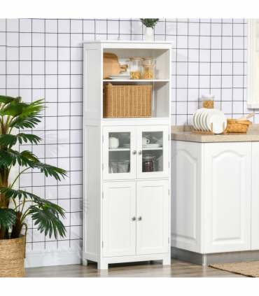 Kitchen Cupboard Storage Cabinet White 60cm x 30cm x 162cm Adjustable Shelves