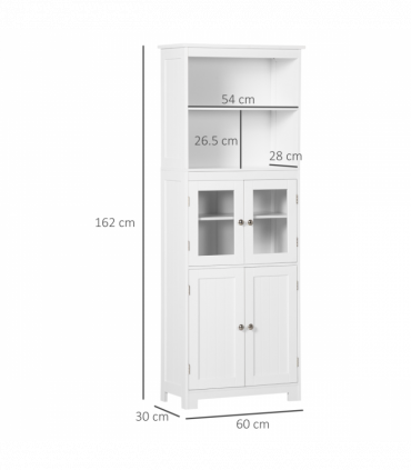 Kitchen Cupboard Storage Cabinet White 60cm x 30cm x 162cm Adjustable Shelves