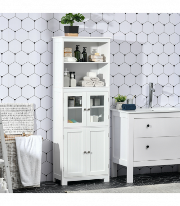 Kitchen Cupboard Storage Cabinet White 60cm x 30cm x 162cm Adjustable Shelves