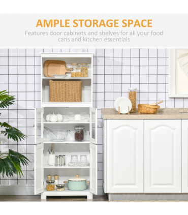 Kitchen Cupboard Storage Cabinet White 60cm x 30cm x 162cm Adjustable Shelves