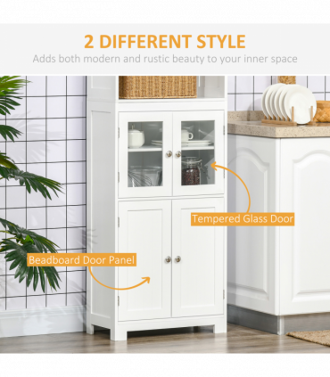 Kitchen Cupboard Storage Cabinet White 60cm x 30cm x 162cm Adjustable Shelves