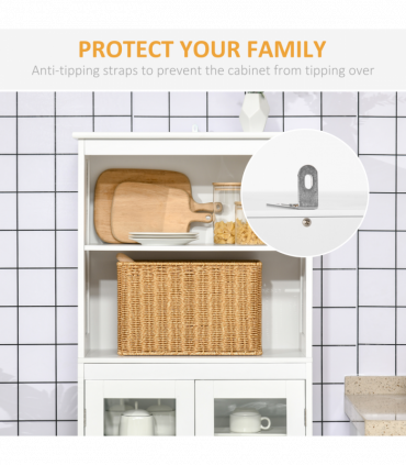 Kitchen Cupboard Storage Cabinet White 60cm x 30cm x 162cm Adjustable Shelves