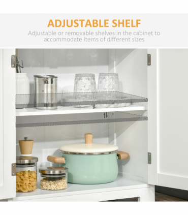 Kitchen Cupboard Storage Cabinet White 60cm x 30cm x 162cm Adjustable Shelves