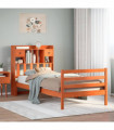 vidaXL Bookcase Bed without Mattress Wax Brown 100x200cm Solid Wood Pine