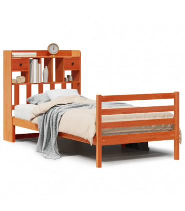 vidaXL Bookcase Bed without Mattress Wax Brown 100x200cm Solid Wood Pine