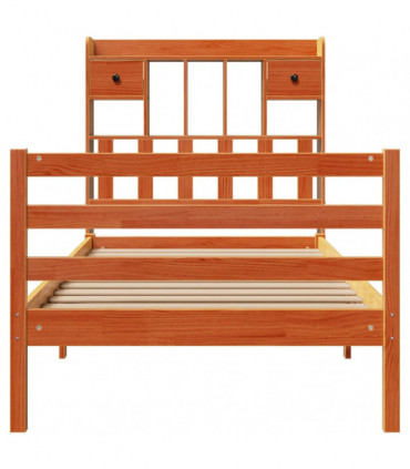 vidaXL Bookcase Bed without Mattress Wax Brown 100x200cm Solid Wood Pine