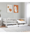 vidaXL Daybed with Drawers without Mattress White 90x190 cm Single Solid Wood