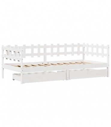 vidaXL Daybed with Drawers without Mattress White 90x190 cm Single Solid Wood