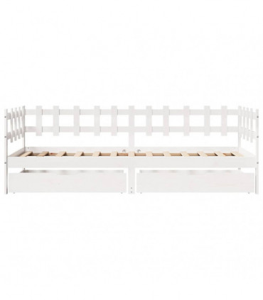 vidaXL Daybed with Drawers without Mattress White 90x190 cm Single Solid Wood