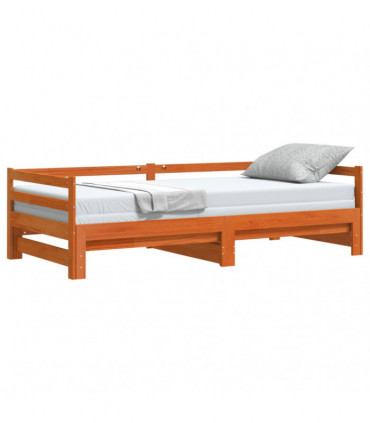 vidaXL Daybed with Trundle Wax Brown 90x200 cm Solid Wood Pine