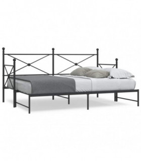 vidaXL Daybed with Trundle without Mattress Black 80x200 cm Steel