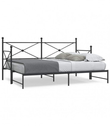 vidaXL Daybed with Trundle without Mattress Black 80x200 cm Steel