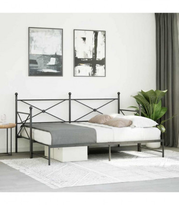 vidaXL Daybed with Trundle without Mattress Black 80x200 cm Steel